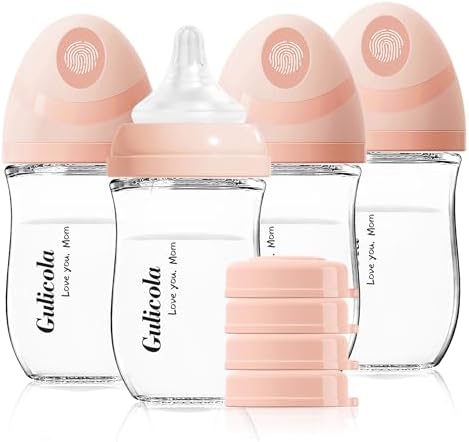 Glass Bottle, 5 oz, 4-Pack, Pink